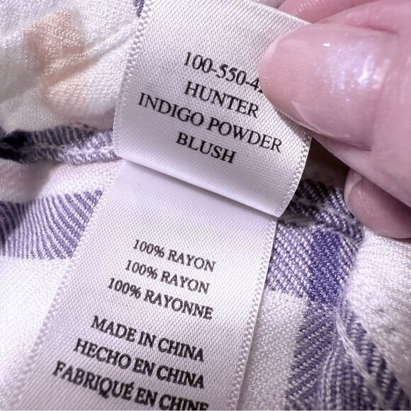 Rails Hunter Plaid Classic Indigo Powder Blush Button Up Flannel Top - Picture 5 of 10